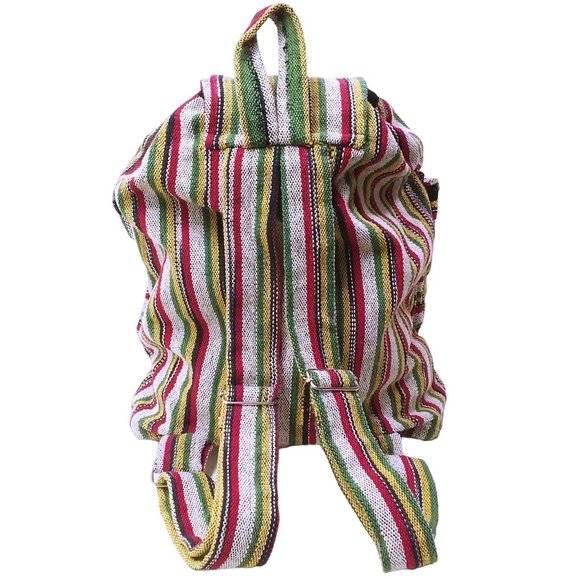 Vintage 90s Om Sai Ram Craft Nepal Backpack Boho Tapestry Tote Utility Travel - Picture 4 of 13